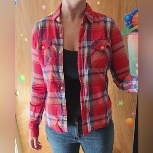 Mossimo Plaid Button Up Lightweight Shirt